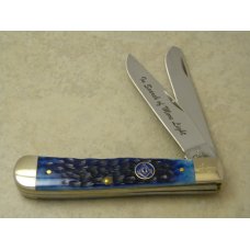 Case XX USA 2 Dot "In Search for More Light" Blue Bone Masonic Trapper Knife