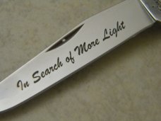 Case XX USA 2 Dot "In Search for More Light" Blue Bone Masonic Trapper Knife 