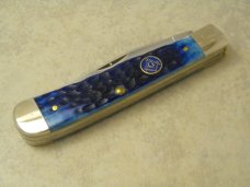 Case XX USA 2 Dot "In Search for More Light" Blue Bone Masonic Trapper Knife 