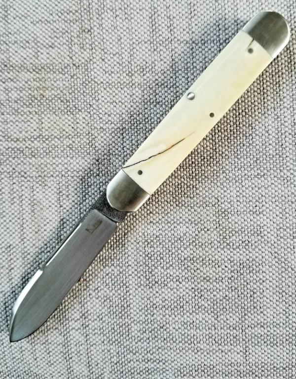 K'roo Custom Warthog Tusk Ivory Equal End, Indian River, Knife, NEW,W/ slip, 3.62" closed