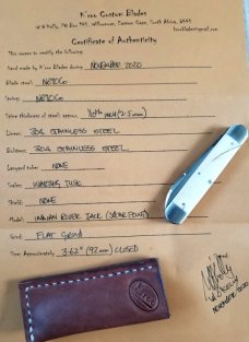 K'roo Custom Warthog Tusk Ivory Equal End, Indian River, Knife, NEW,W/ slip, 3.62" closed