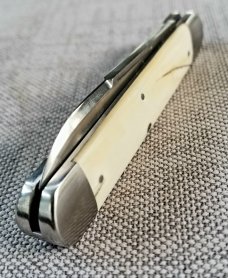 K'roo Custom Warthog Tusk Ivory Equal End, Indian River, Knife, NEW,W/ slip, 3.62" closed