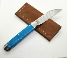 K'roo Custom Linen Micarta Equal End, Delta Jack Knife, NEW,W/ slip, 3.62