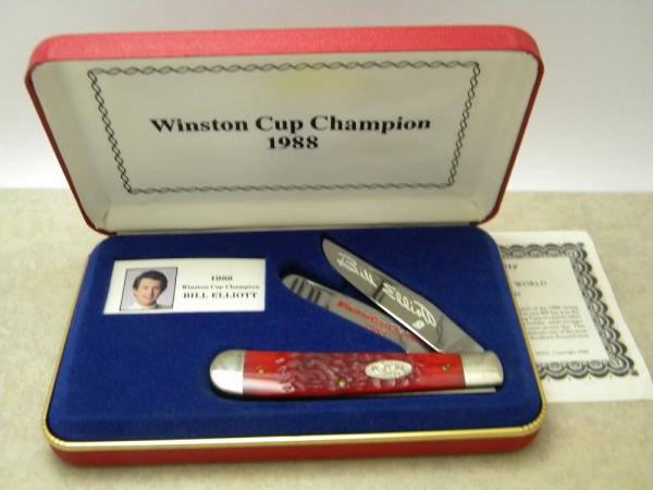 Case XX USA 1988 Red Bone R6254 SS "Bill Elliot Winston Cup Champ" Trapper Knife in Box