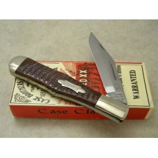 Case Classic 1990 Dark Brown Bone Bomb Shield 61050 SAB Coke Bottle Folding Hunter Knife in Box