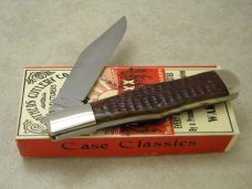 Case Classic 1990 Dark Brown Bone Bomb Shield 61050 SAB Coke Bottle Folding Hunter Knife in Box
