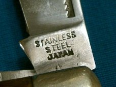 VINTAGE STAINLESS JAPAN SK-1 JIGGED BONE 3 BLADE STOCKMAN FOLDING POCKET JACK KNIFE KNIVES OLD