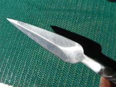 Solid Strong Hand Forged Custom Rail Road Spike Dagger / Fixed Blade knife. W/ Leather Sheath. 