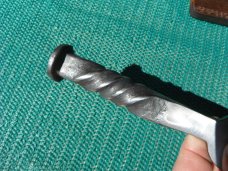 Solid Strong Hand Forged Custom Rail Road Spike Dagger / Fixed Blade knife. W/ Leather Sheath. 