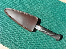 Solid Strong Hand Forged Custom Rail Road Spike Dagger / Fixed Blade knife. W/ Leather Sheath. 