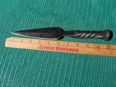Solid Strong Hand Forged Custom Rail Road Spike Dagger / Fixed Blade knife. W/ Leather Sheath. 