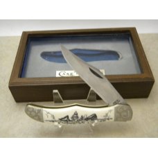 Case XX Stainless USA 3 Dot 1977 W165 SSP SAB Scrimshawed Bone Moby Dick Folding Hunter Knife