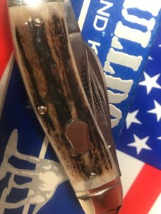 1996 Bulldog Brand 5 Blade Knife w/ Great Stag Handles -NOS & NM