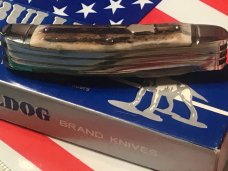 1996 Bulldog Brand 5 Blade Knife w/ Great Stag Handles -NOS & NM