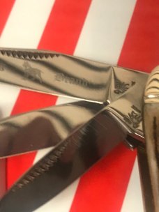 1996 Bulldog Brand 5 Blade Knife w/ Great Stag Handles -NOS & NM