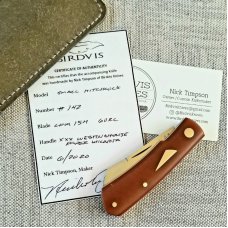 Birdvis Custom Hitchcock pattern,Westy Micarta, G10 liners,CPM-154, 3.625" ,6/2020 one of the first