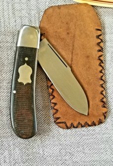 Vincenzo Balistreri Custom Trapper, 3.75" clsd c70 blade, that carbon like 1095, od micarta