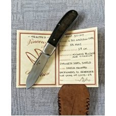 Vincenzo Balistreri Custom Trapper, 3.75" clsd c70 blade, that carbon like 1095, od micarta