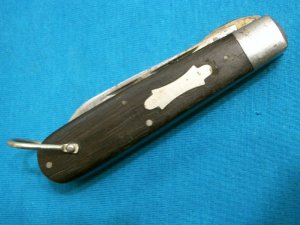 VINTAGE 4 LINE CAMILLUS USA TL29 TL-29 WOOD HANDLE ELECTRICIANS FOLDING POCKET JACK KNIFE KNIVES OLD