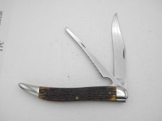 Queen Cutlery #19 Folding Fish Knife: 5” closed, 1947, Big “Q ” tang stamp, Rogers bone handles
