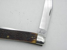 Queen Cutlery #19 Folding Fish Knife: 5” closed, 1947,  Big “Q ” tang stamp, Rogers bone handles
