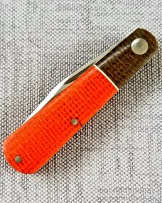 Jeffrey  Mitchell custom Clip  Barlow knife, Orange  and Brown Micarta.CPM-154,3.75" filework SALE  