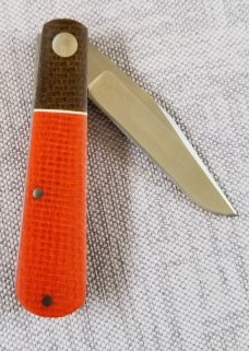 Jeffrey  Mitchell custom Clip  Barlow knife, Orange  and Brown Micarta.CPM-154,3.75" filework SALE  