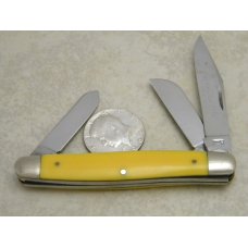 Queen Steel #9A USA Etched Yellow Stockman Knife