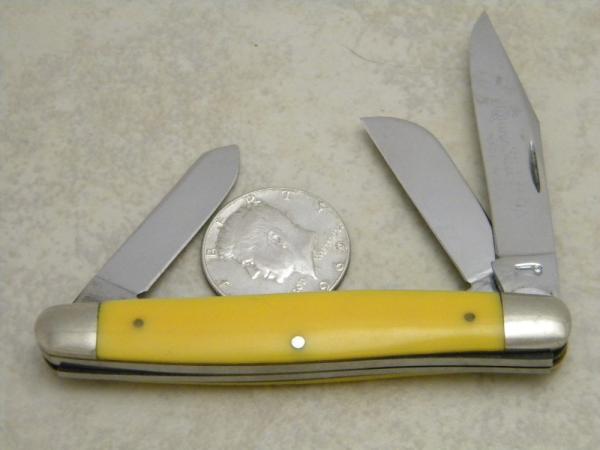 Queen Steel #9A USA Etched Yellow Stockman Knife