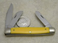 Queen Steel #9A USA Etched Yellow Stockman Knife