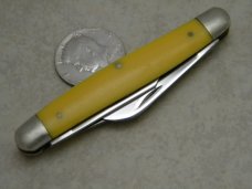 Queen Steel #9A USA Etched Yellow Stockman Knife