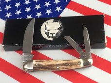 Vintage HAND MADE Bulldog Brand Whittler w/ Great Looking Stag Pocket Worn Looking Handles & NOS