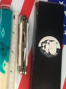 Vintage HAND MADE Bulldog Brand Whittler w/ Great Looking Stag Pocket Worn Looking Handles & NOS