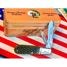 Bear & Son Special Build (#163) 2 Blade Razor Barlow w/ Nice Green Handles +Razor Arm Blade -NOS