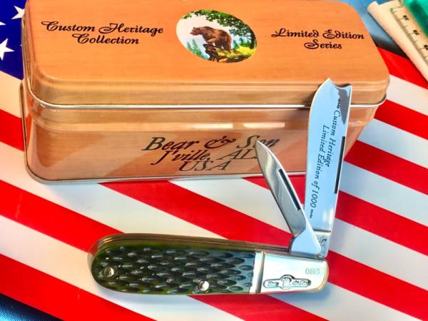 Bear & Son Special Build (#163) 2 Blade Razor Barlow w/ Nice Green Handles +Razor Arm Blade -NOS Bear & Son Special Build (#163) 2 Blade Razor Barlow w/ Nice Green Handles +Razor Arm Blade -NOS