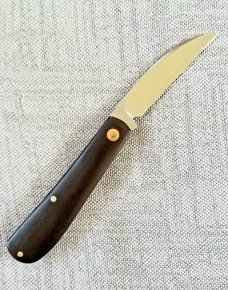 DrT custom Swayback pattern, Micarta and CPM-154, 3.625" closed , black micarta simple elegance 