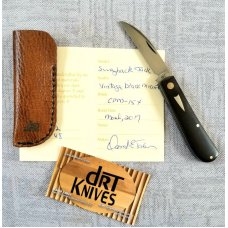 DrT custom Swayback pattern, Micarta and CPM-154, 3.625" closed , black micarta simple elegance