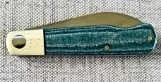 Michael du Pleesis EO Wharnie Knife,3.75" Teal Micarta, Giraffe bone and N690,coa slip new
