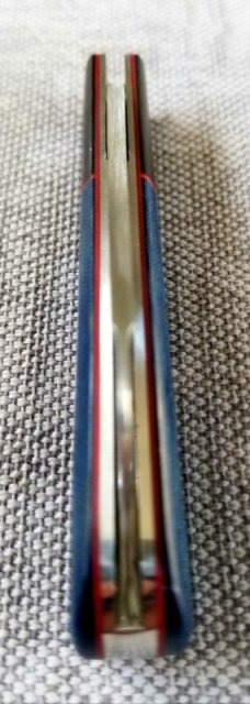 Michael du Pleesis Sheepsfoot Knife,3.5" Blue linen Micarta, black g10 and N690,coa slip new