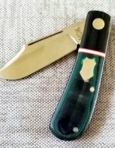 Michael du Pleesis Lanny Clip Knife,3.5" Teal Linen Micarta, black g10 and N690,coa slip new