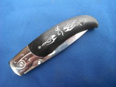 Browning Japan G10 mother of pearl inlaid Model 721 liner-lock folding pocket knife. MADE IN JAPAN!