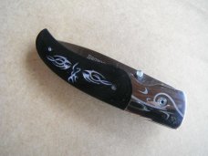 Browning Japan G10 mother of pearl inlaid Model 721 liner-lock folding pocket knife.  MADE IN JAPAN!