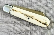 Bobby Toole Custom Mammoth Ivory Lambsfoot Knife, New, CPM-154 ,3 7/8" closed ,Steel Bolsters 