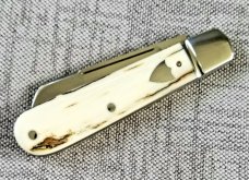 Bobby Toole Custom Mammoth Ivory Lambsfoot Knife, New, CPM-154 ,3 7/8" closed ,Steel Bolsters 