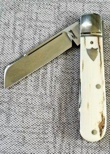 Bobby Toole Custom Mammoth Ivory Lambsfoot Knife, New, CPM-154 ,3 7/8" closed ,Steel Bolsters 