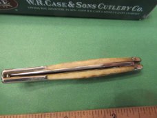 Case XX 2004 Scrolled Bolsters Amber Bone  XX Shield Tiny Texas Toothpick Pattern # 610096 SS