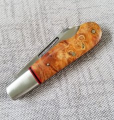K'roo Custom Maple Burl Swell end EO,W/ slip,  3.75" closeD  liners, spacers and shield filework 