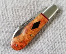 K'roo Custom Maple Burl Swell end EO,W/ slip,  3.75" closeD  liners, spacers and shield filework 