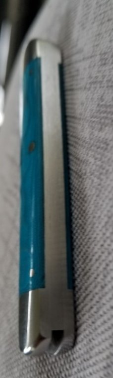 K'roo Custom Linen Micarta Equal End, Delta Jack Knife, NEW,W/ slip, 3.62