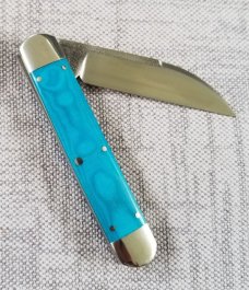 K'roo Custom Linen Micarta Equal End, Delta Jack Knife, NEW,W/ slip, 3.62